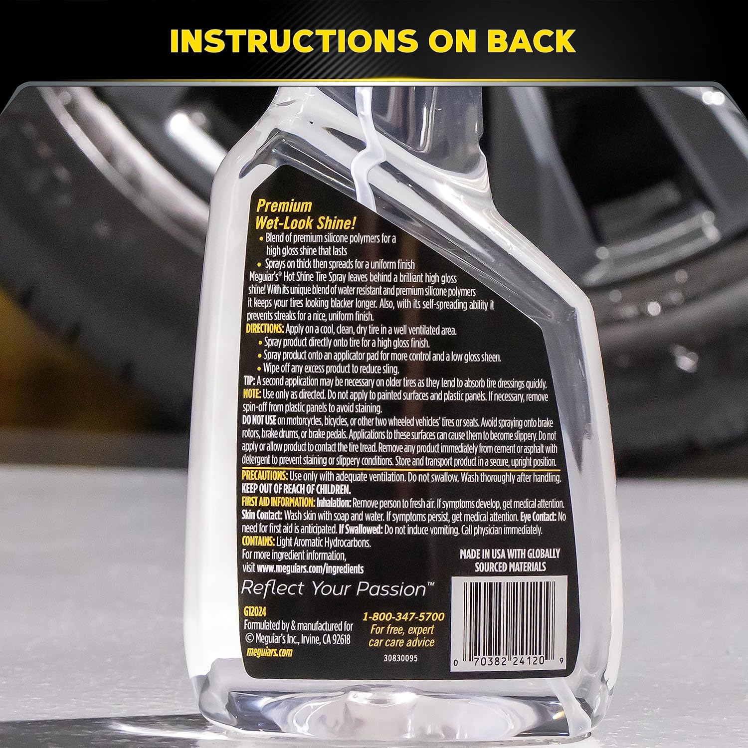 Meguiar's G1224 Hot Shine Tire Spray - 24 Oz Spray Bottle - Image 8