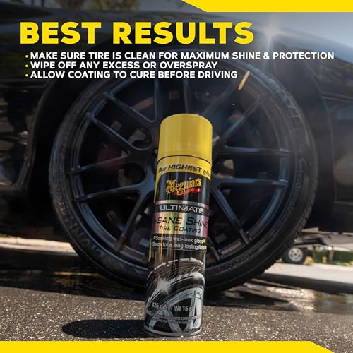 Meguiar's G190315 Ultimate Insane Shine Tire Coating, gives a Finish that Creates a Lasting Wet-Look for a Classic Black Shine, Easy to Use, No Hassle, No Mess, Ultimate Protection, 15 Oz Aerosol Can - Image 9