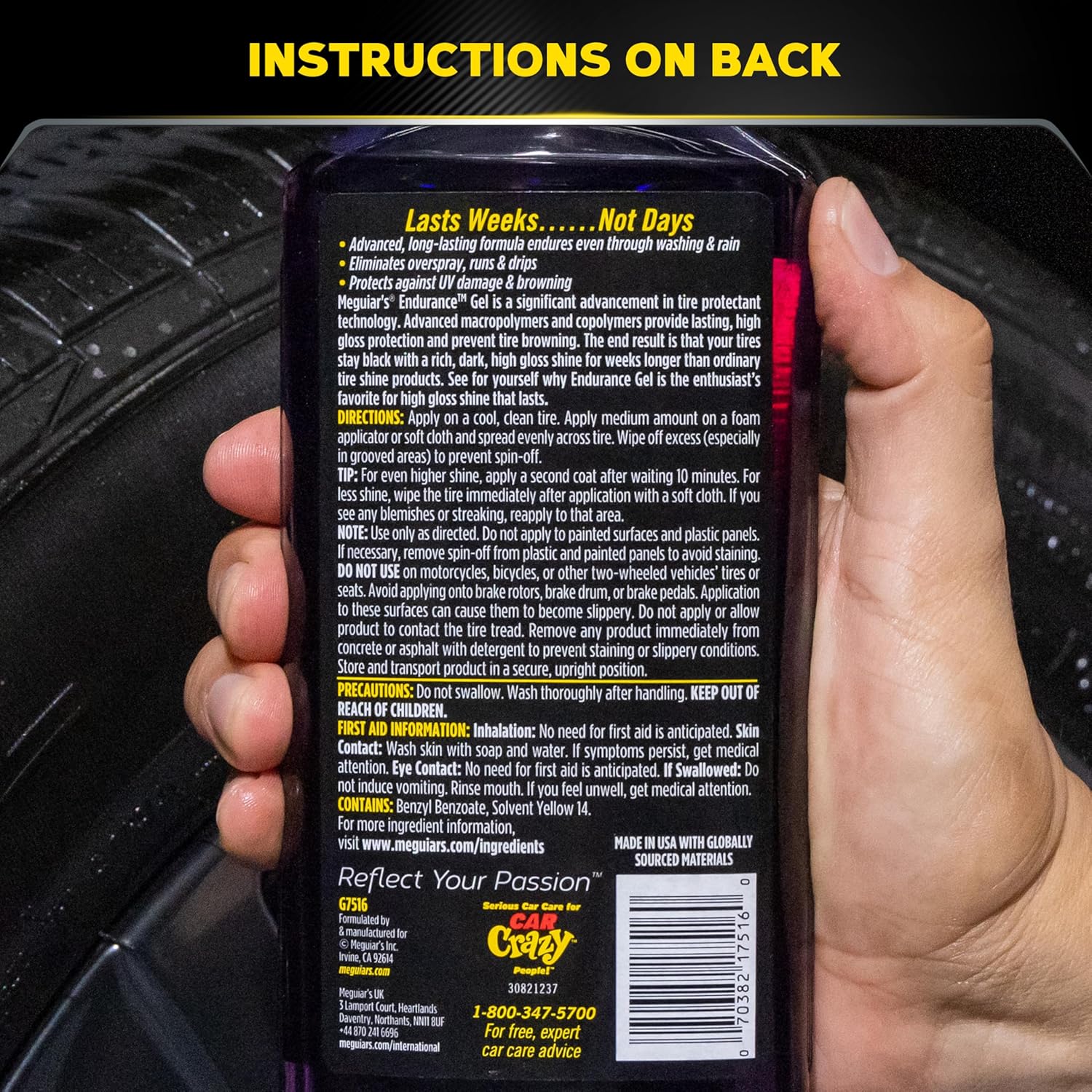Meguiar's G7516 Endurance Tire Gel, Premium Tire Gel for a Lasting Glossy Shine - 16 Oz Bottle, PURPLE - Image 8