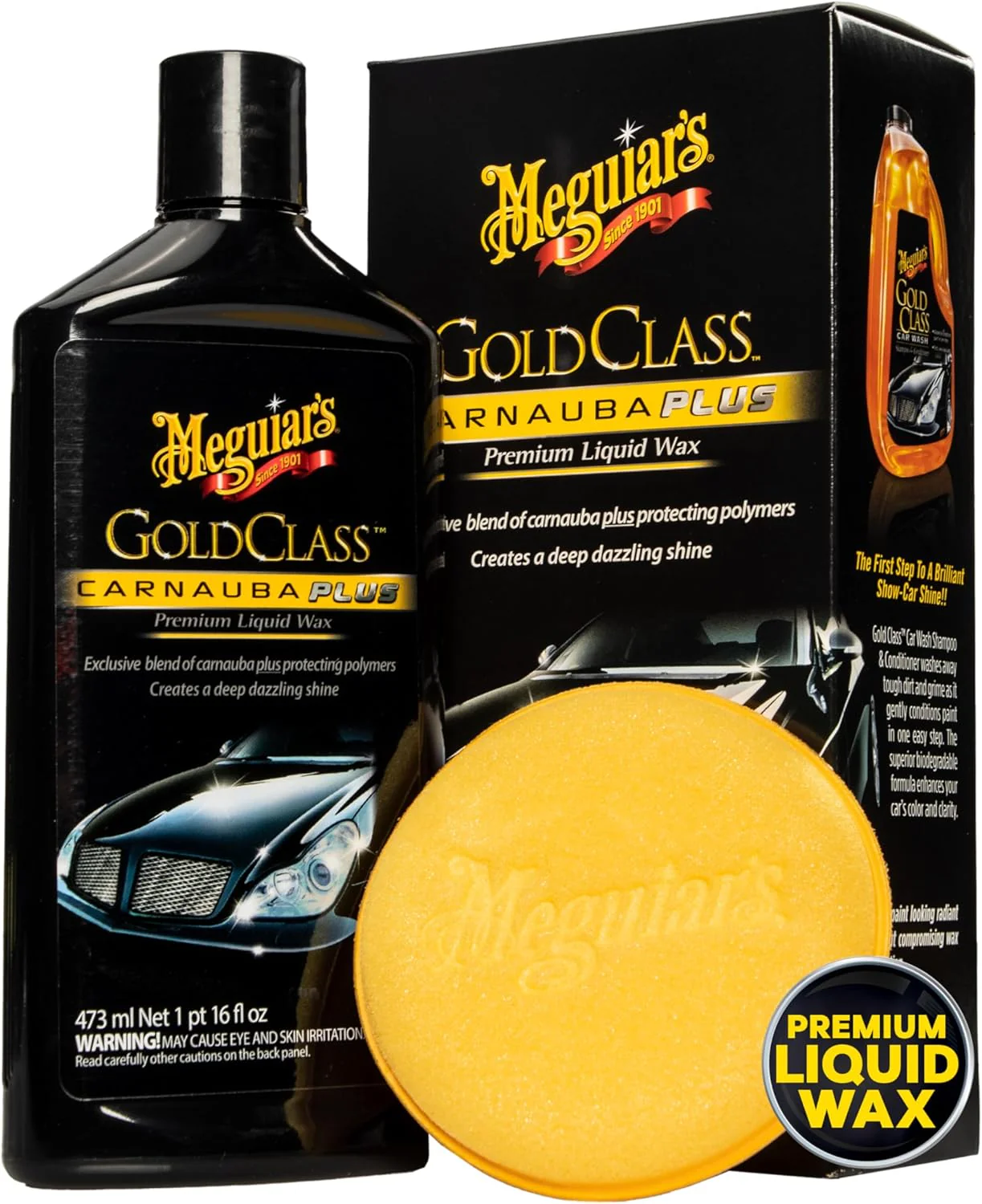 Meguiar's Gold Class Carnauba Plus Premium Liquid Wax Kit, Car Detailing Kit with a Pure Carnauba Wax Blend and a Foam Applicator Pad for Keeping Glossy Paint Protected Like a Pro, 16 Oz Bottle - Image 2
