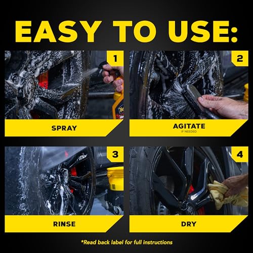 Meguiar's Hot Rims Black Wheel Cleaner, Deep Foaming Gel Specially Formulated to Effectively Clean Matte, Gloss, Satin, and Chrome Black Wheels, 24 Oz Spray Bottle - Image 6