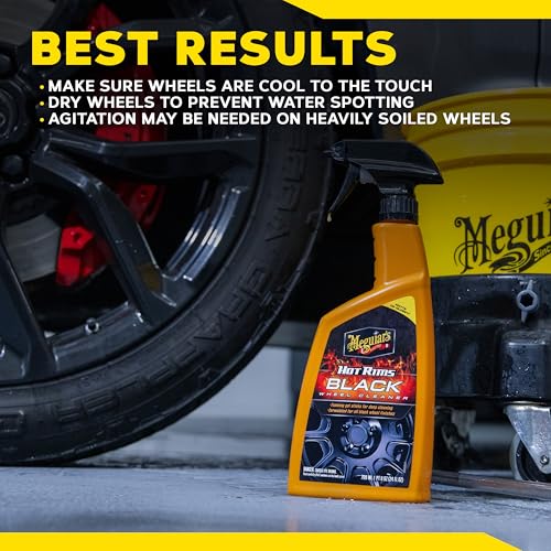 Meguiar's Hot Rims Black Wheel Cleaner, Deep Foaming Gel Specially Formulated to Effectively Clean Matte, Gloss, Satin, and Chrome Black Wheels, 24 Oz Spray Bottle - Image 8