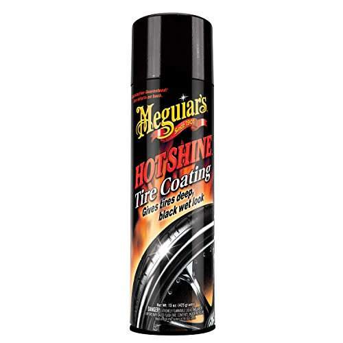 Meguiar's Hot Shine High Gloss Tire Coating - Get Long-Lasting Tire Protection and Glossy Tires with a Wet Look Shine, 15 Oz Aerosol