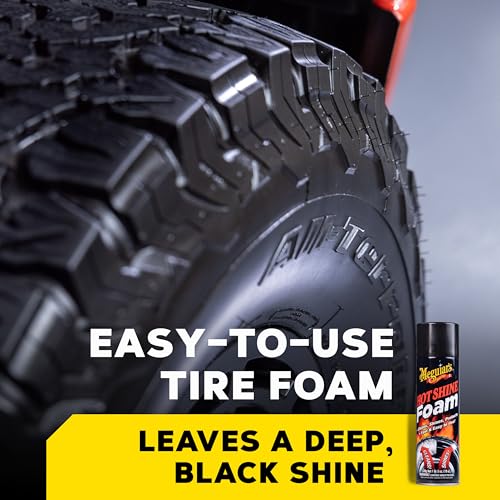 Meguiar's Hot Shine Tire Foam - High Goss Tire Shine that Cleans, Shines, and Protects in One, Deep, Black Shine with Conditioners and UV Protection to Help Keep Tires Looking Like New, 19 Oz Aerosol - Image 2
