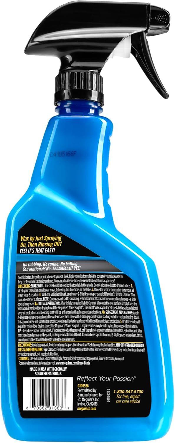 Meguiar's Hybrid Ceramic Wax, Easy-to-Use Spray Wax for Car Detailing with the Superior Protective Power of Advanced SiO2 Hybrid Barrier Technology, 26 Oz Spray Bottle - Image 3