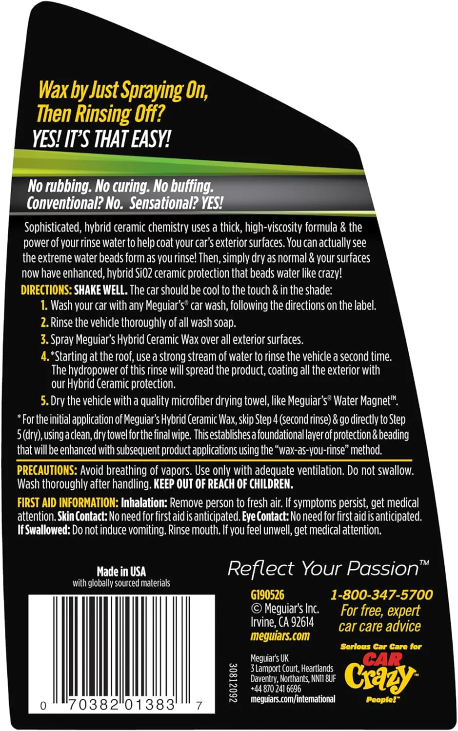 Meguiar's Hybrid Ceramic Wax, Easy-to-Use Spray Wax for Car Detailing with the Superior Protective Power of Advanced SiO2 Hybrid Barrier Technology, 26 Oz Spray Bottle - Image 8