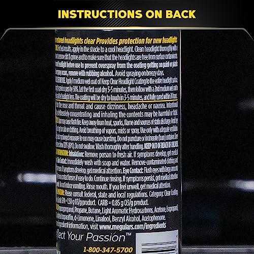 Meguiar's Keep Clear Headlight Coating - Durable, Long-Lasting Protection Prevents Oxidation and Prevents Yellowing for a Year - Easy Application - 4 Oz Aerosol - Image 7