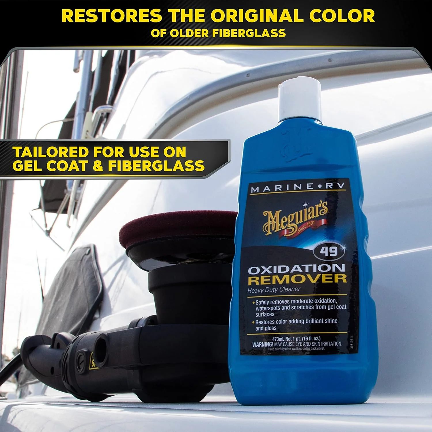 Meguiar's M4916 Marine/RV Heavy Duty Oxidation Remover, Oxidation, Water Spot, Stain, and Boat Scratch Remover for Vehicles with Gel Coat and Fiberglass Surfaces, 16 Oz - Packaging May Vary - Image 7