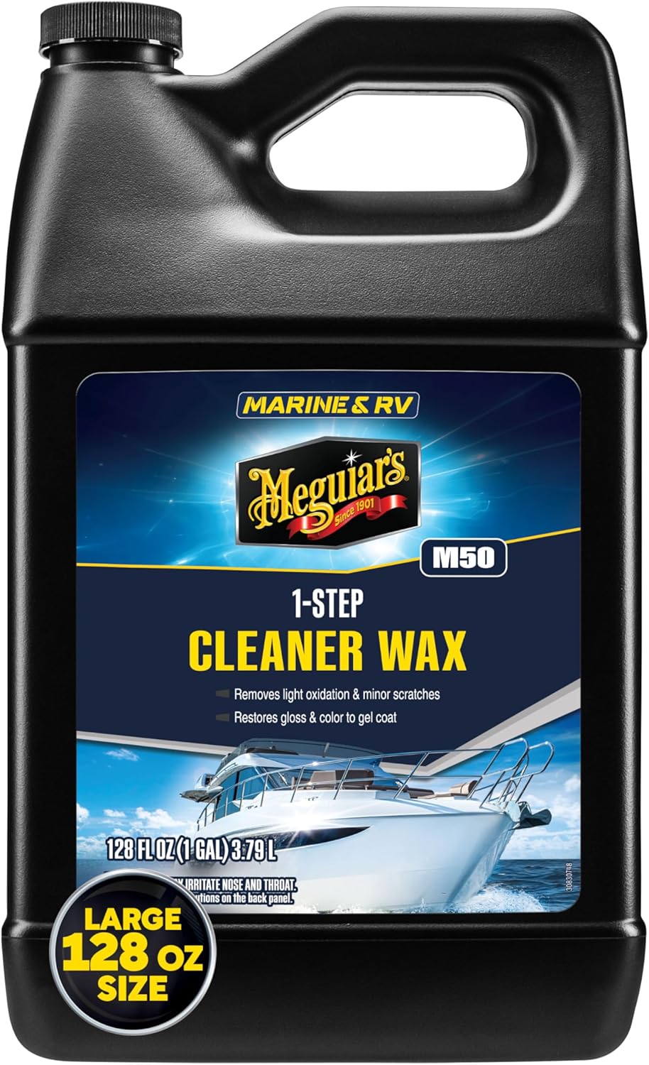 Meguiar's M5001 Marine/RV One Step Cleaner Wax, Easy-to-Use Marine Wax for Boats and RVs That Removes Light Defects, Restores Color Brilliance, and Protects the Surface, 1 Gallon Bottle - Image 2