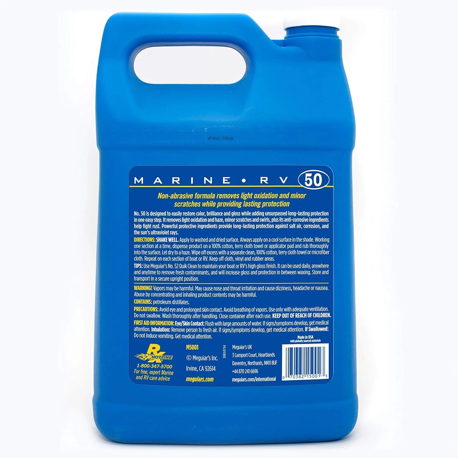 Meguiar's M5001 Marine/RV One Step Cleaner Wax, Easy-to-Use Marine Wax for Boats and RVs That Removes Light Defects, Restores Color Brilliance, and Protects the Surface, 1 Gallon Bottle - Image 4