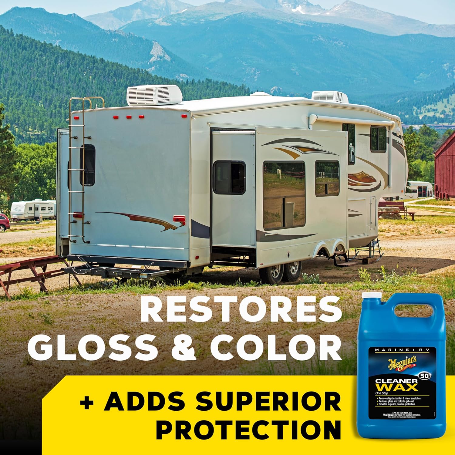 Meguiar's M5001 Marine/RV One Step Cleaner Wax, Easy-to-Use Marine Wax for Boats and RVs That Removes Light Defects, Restores Color Brilliance, and Protects the Surface, 1 Gallon Bottle - Image 5