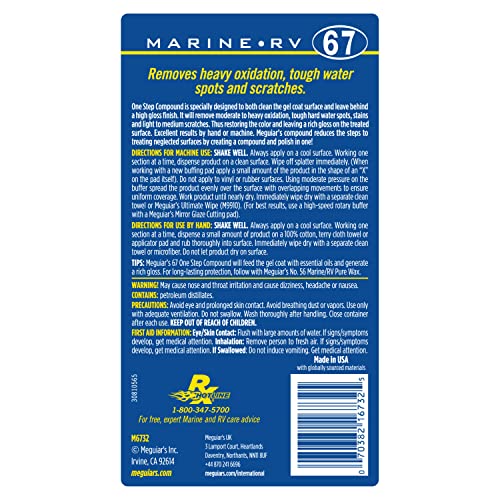 Meguiar's M6732 Marine/RV One Step Compound, Remove Oxidation, Stains, Scratches, and Water Spots, Restore The Color and Shine of Fiberglass Gel Coat Finishes, 32 Oz Bottle - Image 12