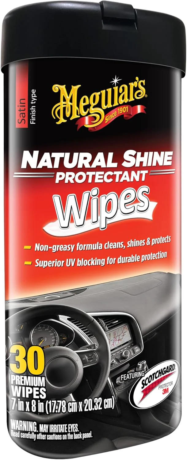 Meguiar's Natural Shine Protectant Wipes - 30 Full Size Car Care Wipes Clean and Protect Vinyl, Rubber, and Plastic Surfaces - Streak-Free Wipes with UV Protection and Leave a Satin, Non-Greasy Shine - Image 2