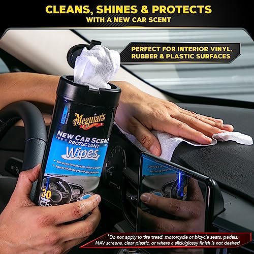 Meguiar's New Car Scent Protectant Wipes - Easy to Use Car Wipes that Protect and Freshen Your Car's Interior - Ideal for Car Detailing & Maintenance - 30 Ct - Image 2