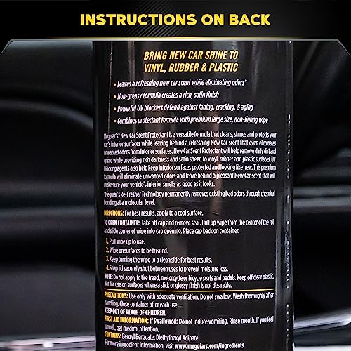 Meguiar's New Car Scent Protectant Wipes - Easy to Use Car Wipes that Protect and Freshen Your Car's Interior - Ideal for Car Detailing & Maintenance - 30 Ct - Image 7