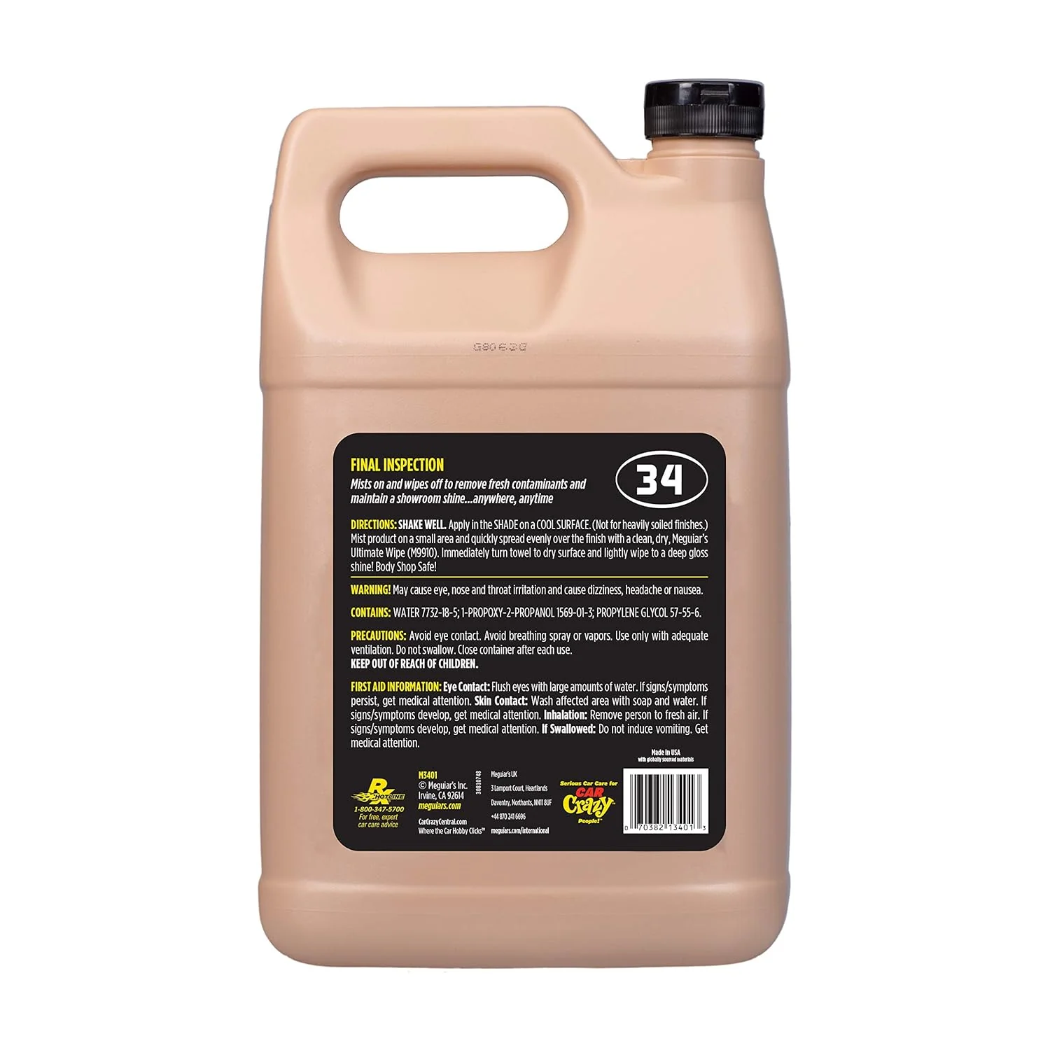 Meguiar's Professional Final Inspection Mist & Wipe M3401 - Quickly and Gently Remove Prints, Dust, and Smudges Leaving a Showroom Quality Shine - Safe as a Clay Bar Lubricant, 128 Oz, 1 Gallon - Image 4