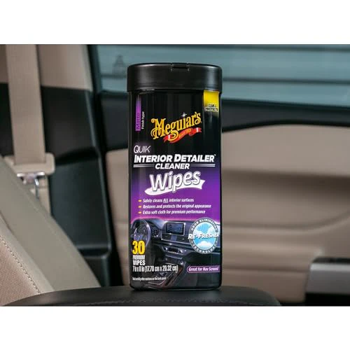 Meguiar's Quik Interior Detailer Wipes - This Non-Greasy Formula Cleans and Protects All Interior Surfaces - Easy Cleaning and Detailer, All Surface Car Wipe with UV Protection, 25 Wipes - Image 3