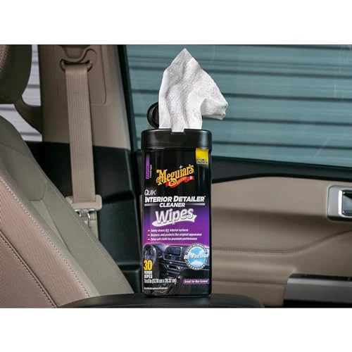 Meguiar's Quik Interior Detailer Wipes - This Non-Greasy Formula Cleans and Protects All Interior Surfaces - Easy Cleaning and Detailer, All Surface Car Wipe with UV Protection, 25 Wipes - Image 4