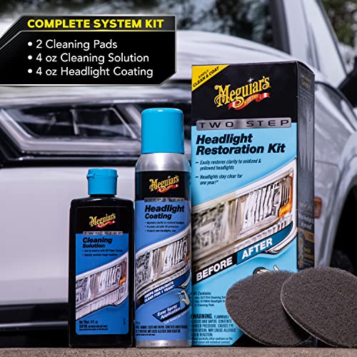 Meguiar's Two Step Headlight Restoration Kit, Headlight Cleaner Restores Clear Car Plastic and Protects from Re-Oxidation, Includes Headlight Coating and Cleaning Solution - 4 Count (1 Pack) - Image 5