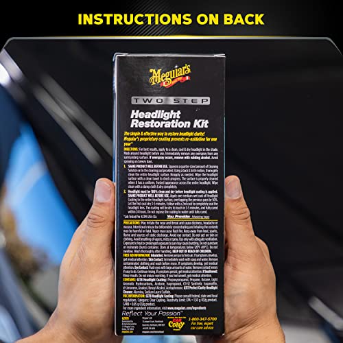Meguiar's Two Step Headlight Restoration Kit, Headlight Cleaner Restores Clear Car Plastic and Protects from Re-Oxidation, Includes Headlight Coating and Cleaning Solution - 4 Count (1 Pack) - Image 7