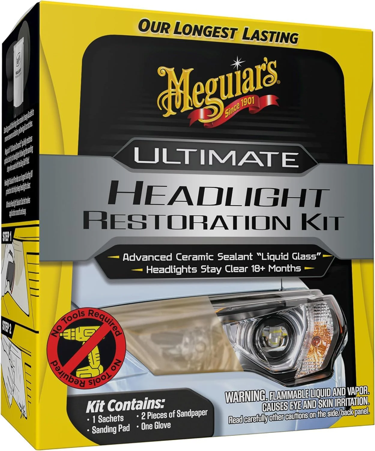 Meguiar's Ultimate Headlight Restoration Kit - The Perfect Headlight Repair Kit to Remove Yellowing and Cloudiness from Headlights - Easy to Use and Seals Headlights with 18 Plus Months of Protection - Image 2