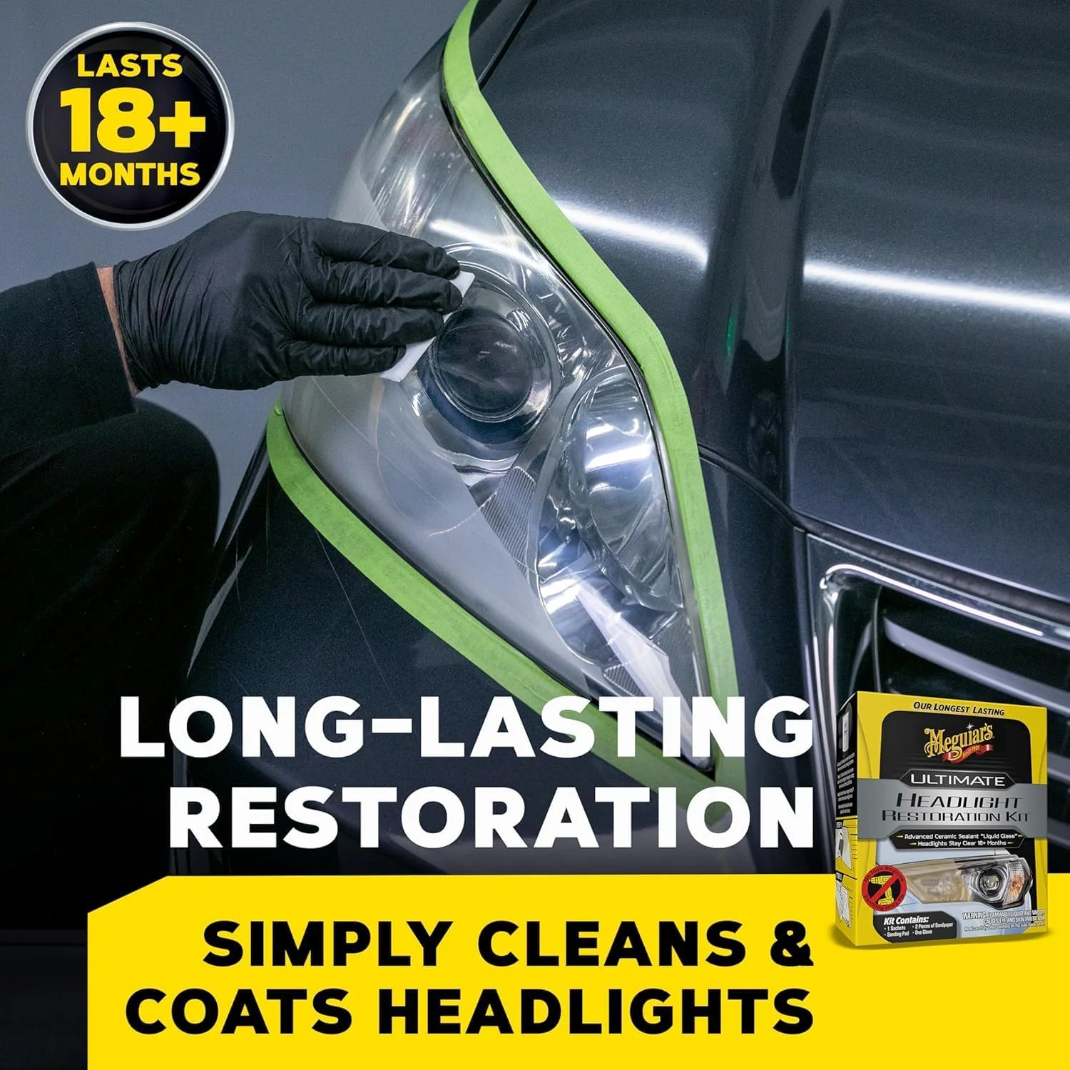 Meguiar's Ultimate Headlight Restoration Kit - The Perfect Headlight Repair Kit to Remove Yellowing and Cloudiness from Headlights - Easy to Use and Seals Headlights with 18 Plus Months of Protection - Image 3