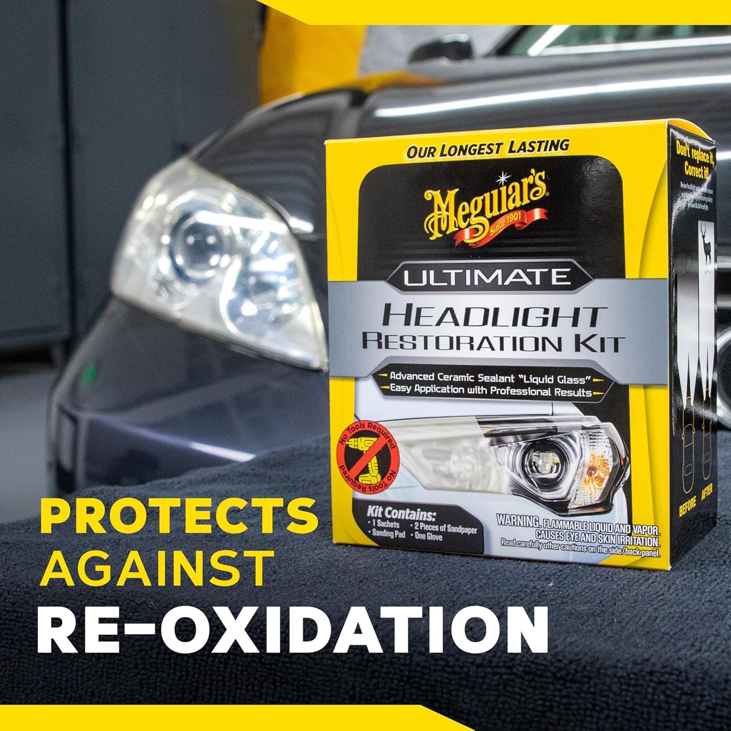 Meguiar's Ultimate Headlight Restoration Kit - The Perfect Headlight Repair Kit to Remove Yellowing and Cloudiness from Headlights - Easy to Use and Seals Headlights with 18 Plus Months of Protection - Image 8
