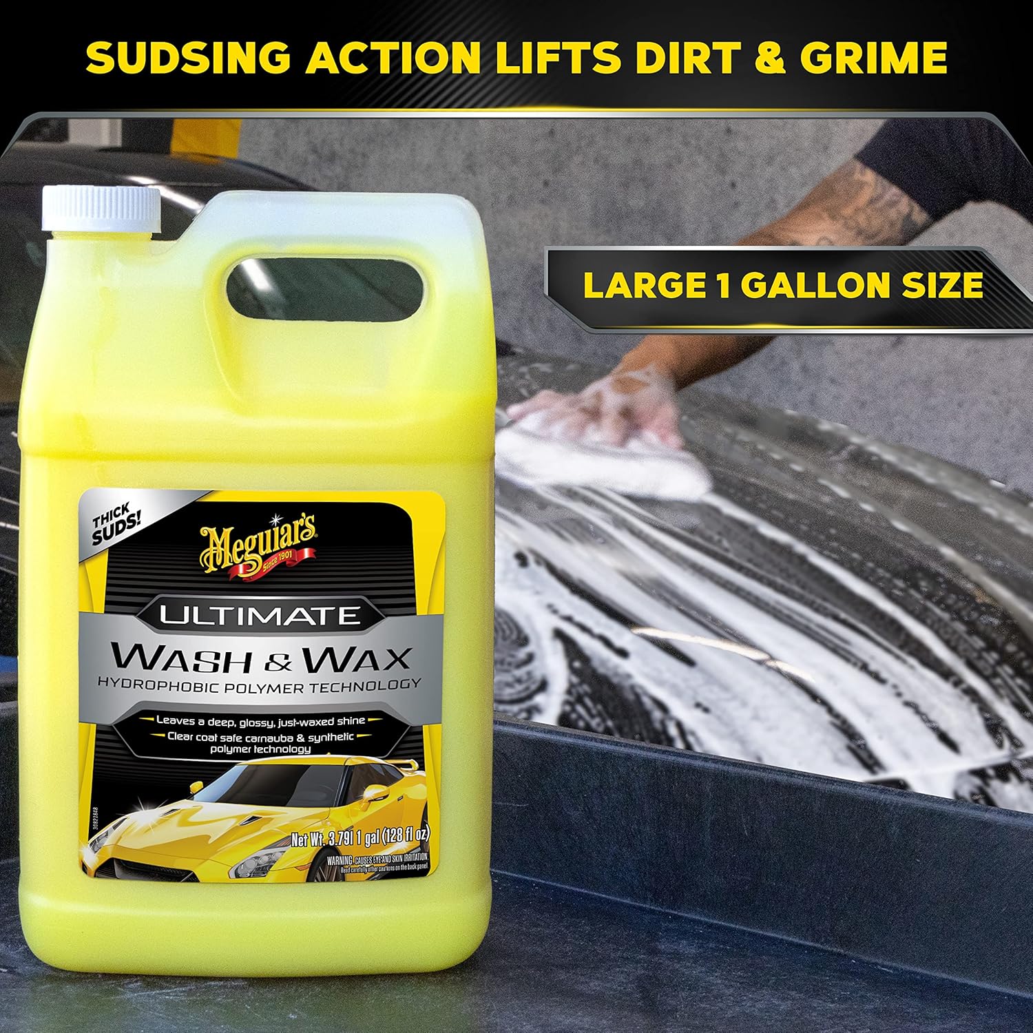 Meguiar's G17701 Ultimate Wash and Wax, Car Wash and Wax Cleans and Shines in One Step, 1 Gallon - Image 3
