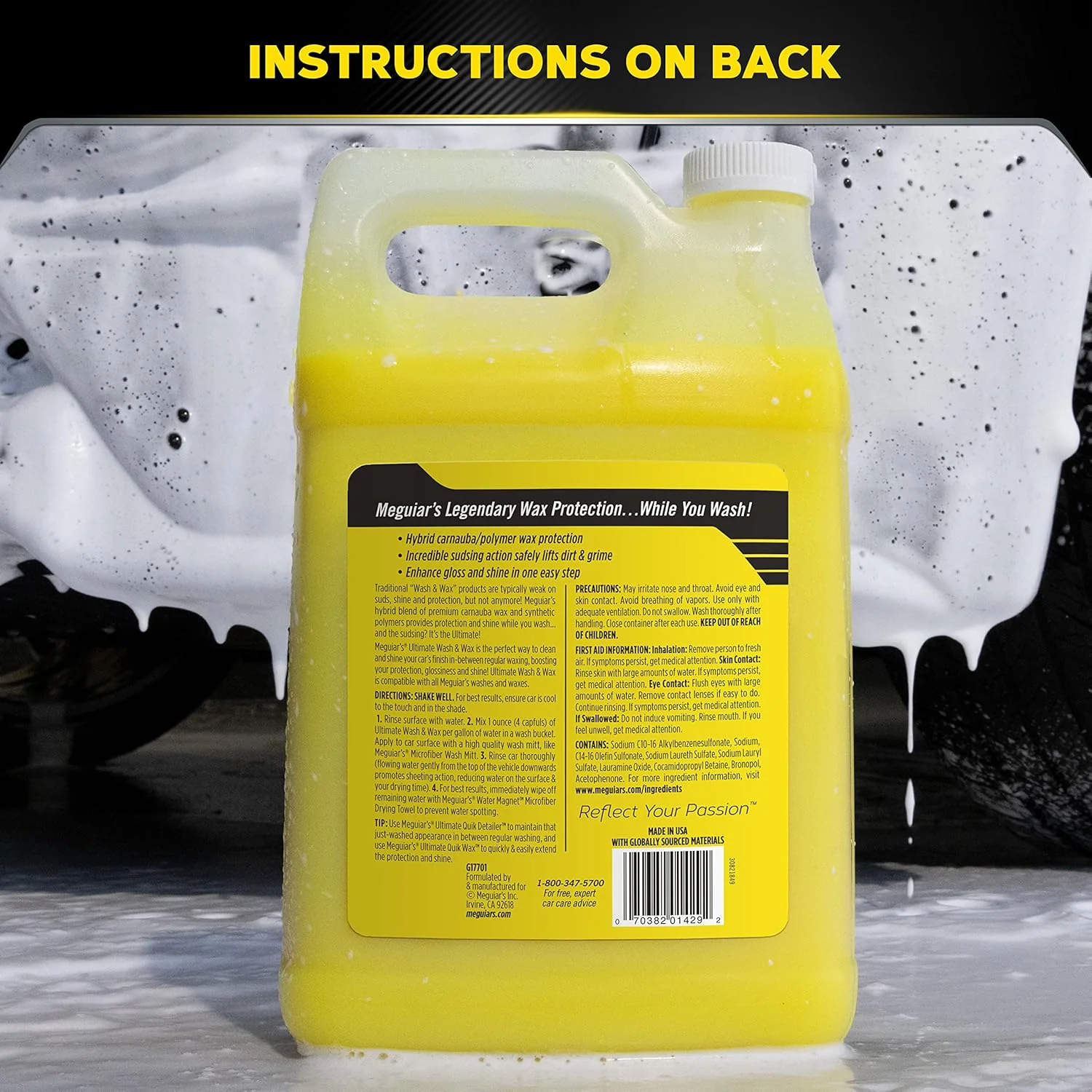 Meguiar's G17701 Ultimate Wash and Wax, Car Wash and Wax Cleans and Shines in One Step, 1 Gallon - Image 7