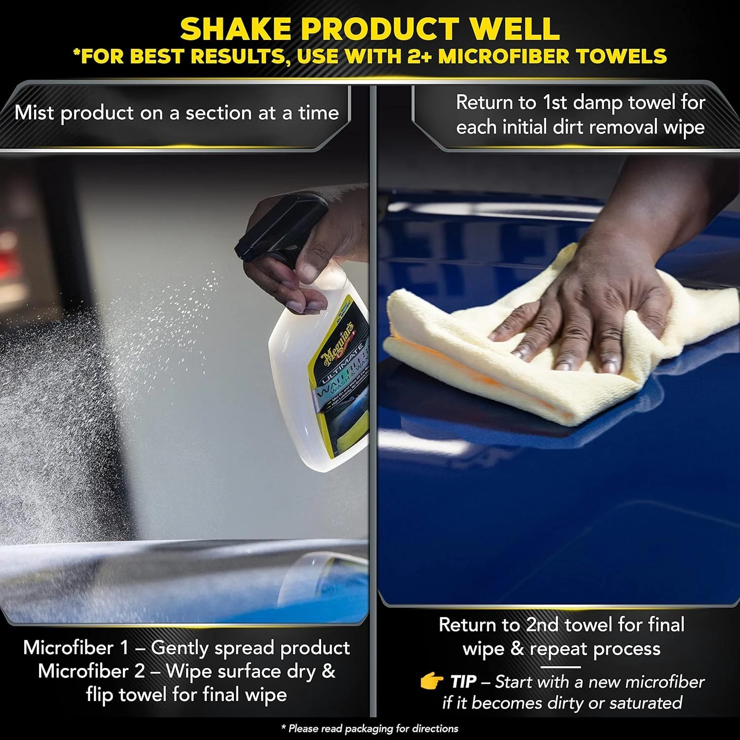 Meguiar's Ultimate Waterless Wash & Wax, Scratch-Free Waterless Car Cleaning Spray That Makes Detailing Quick and Easy, 2-in-1 Cleaner and Protection to Help Your Ride Shine, 26 Oz - Image 8