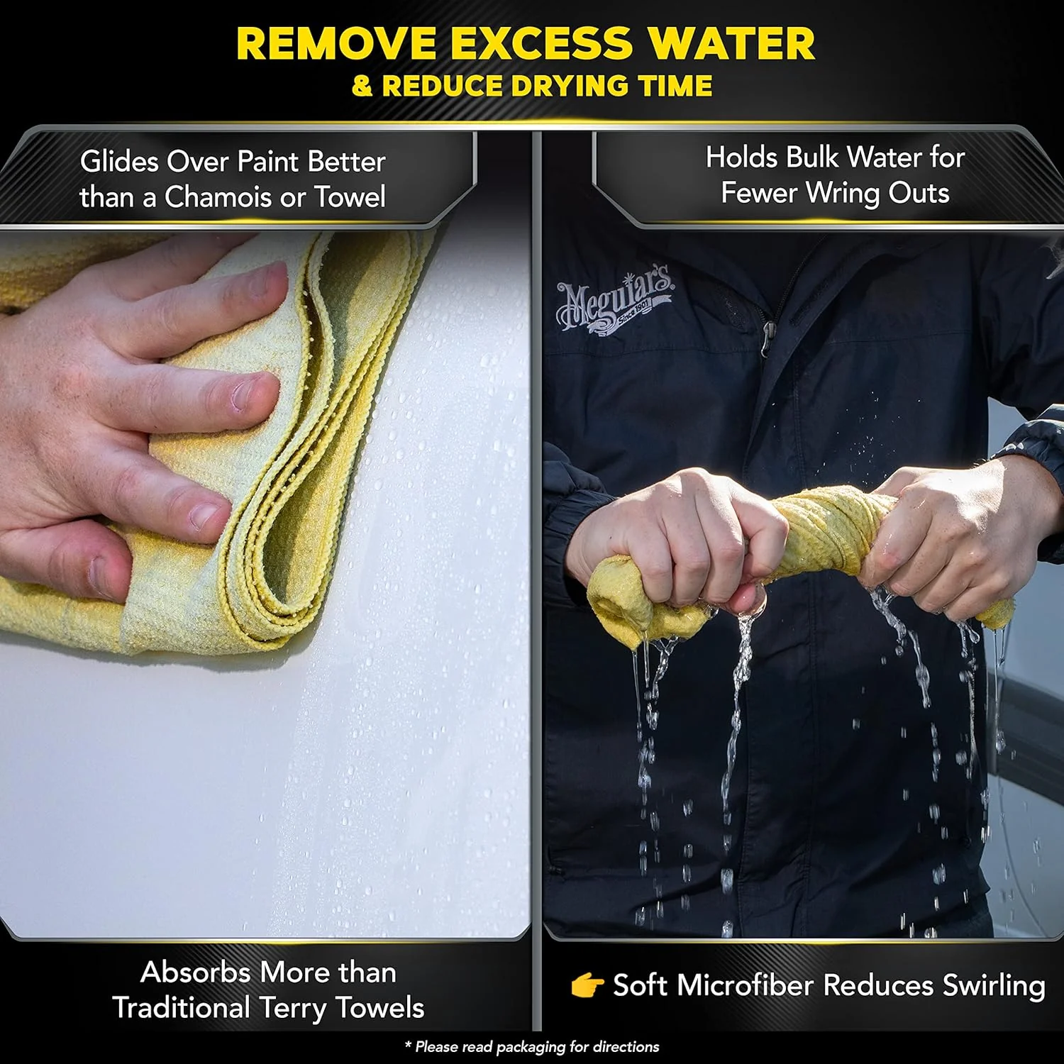 Meguiar's Water Magnet Microfiber Drying Towel, Premium Car Wash Microfiber Towel That�s Super Plush, Water Absorbent & Scratch-Free Big Microfiber Towels for Cars, 1 Pack - Image 5