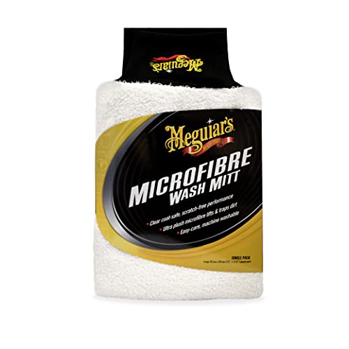 Meguiar's X3002 Microfiber Wash Mitt, Super-Thick, Reusable Wash Mitt for Ultimate Finish, Safe on Clear Coats, Leaving You with A Show Car Finish, 1 Pack