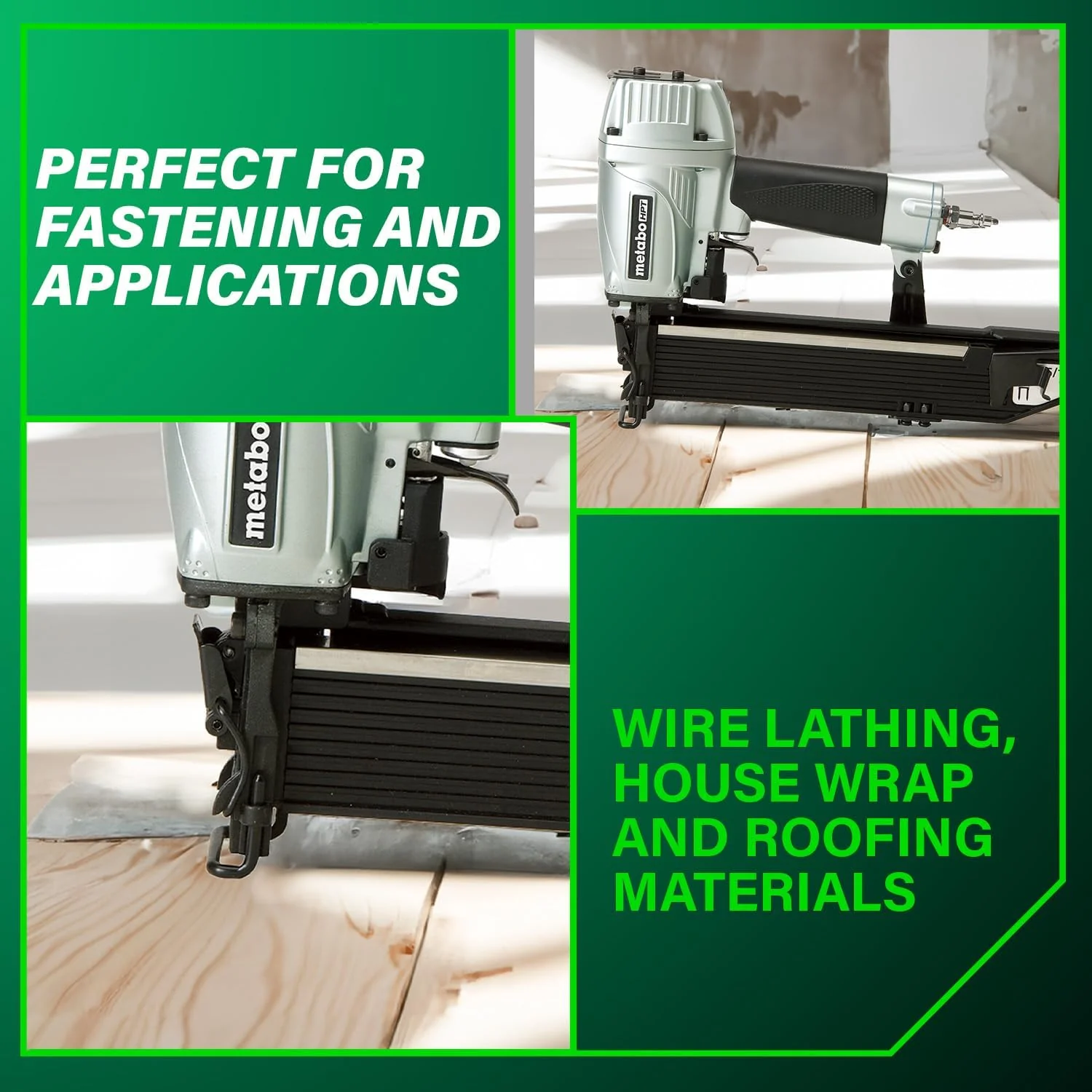 Metabo HPT 15/16-Inch Wide Crown Stapler, Pro Preferred Brand of Pneumatic Nailers, 16 Gauge, 5/8-Inch to 2-Inch Staples, Construction Stapler for Wire Lathing, Housewrap & Roofing Materials, N5021A - Image 4