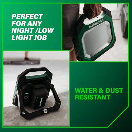 Metabo HPT 18V MultiVolt Cordless 10,000 Lumen LED Work Light, 15 Settings Adjustable Brightness, Portable Work Light with USB Charging Port, Water & Dust Resistant, Tool Body Only, UB18DDQ4 - Image 4