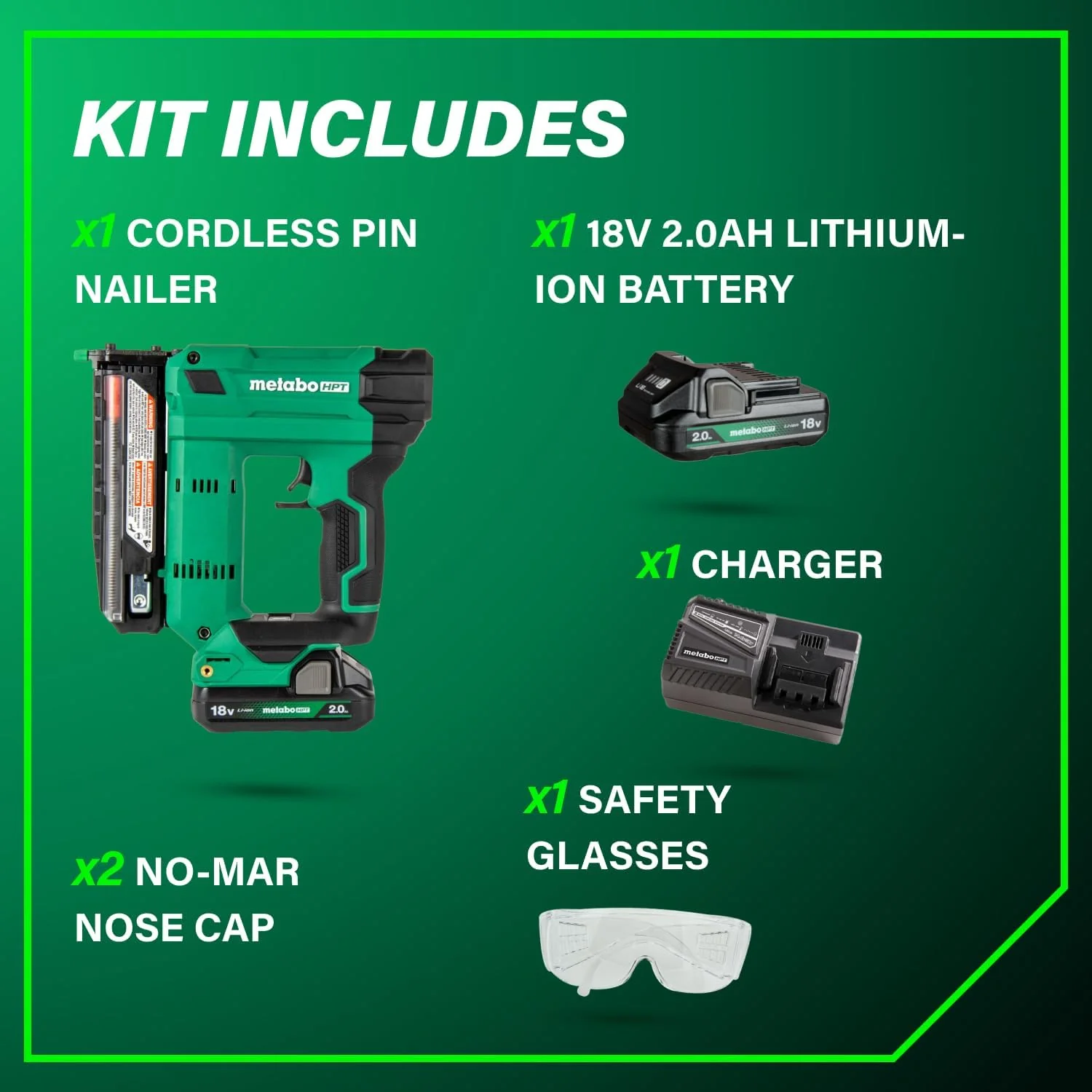 Metabo HPT 18V MultiVolt Cordless 23-Gauge Pin Nailer Kit | Includes Battery and Charger | Double Trigger for Maximum Safety | One Piece Nose Structure | Dry Fire Lockout | NP1835DA - Image 9