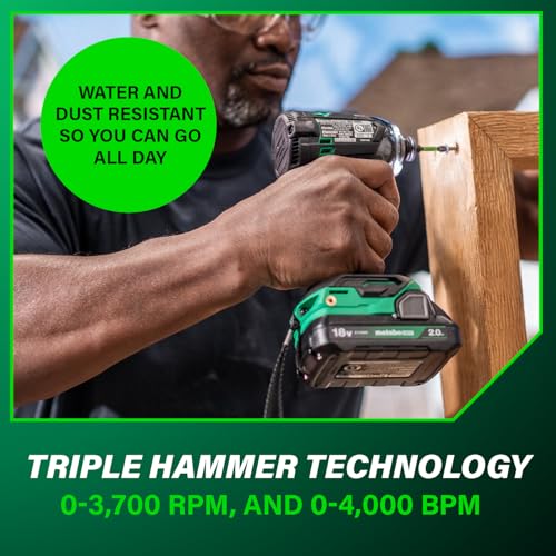 Metabo HPT 18V MultiVolt Cordless Triple Hammer BOLT Impact Driver Set, Power Impact Driver Kit with Case, 2 Lithium-Ion Batteries and Charger, 1/4-Inch Chuck, Compact LightWeight Power Tool, WH18DC - Image 7