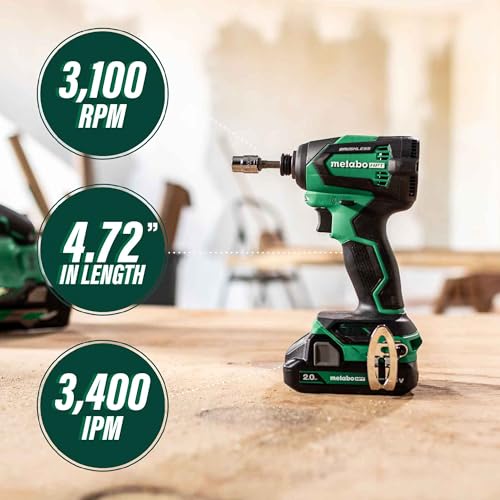 Metabo HPT 18V MultiVolt Impact Driver Kit | 1/4-Inch Chuck | 2-2.0 Ah 18V Batteries | 1,549 in-lbs Torque | Brushless Motor | Compact Size & Weight | Lifetime Tool Warranty | WH18DEX - Image 2