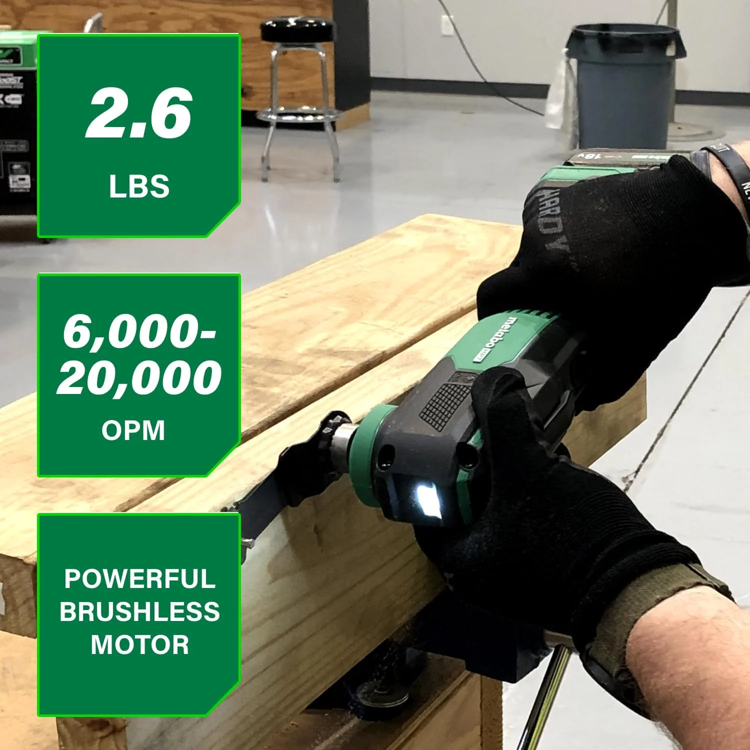 Metabo HPT 18V MultiVolt Cordless Oscillating Multi-Tool, Low Vibration Design, Universal Tool Design, 6 Speed Settings, User Vibration Protection, Starlock, Tool Body Only, CV18DAQ4 - Image 6