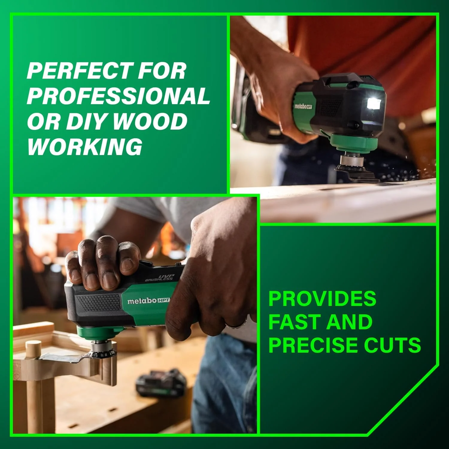 Metabo HPT 18V MultiVolt Cordless Oscillating Multi-Tool, Low Vibration Design, Universal Tool Design, 6 Speed Settings, User Vibration Protection, Starlock, Tool Body Only, CV18DAQ4 - Image 8