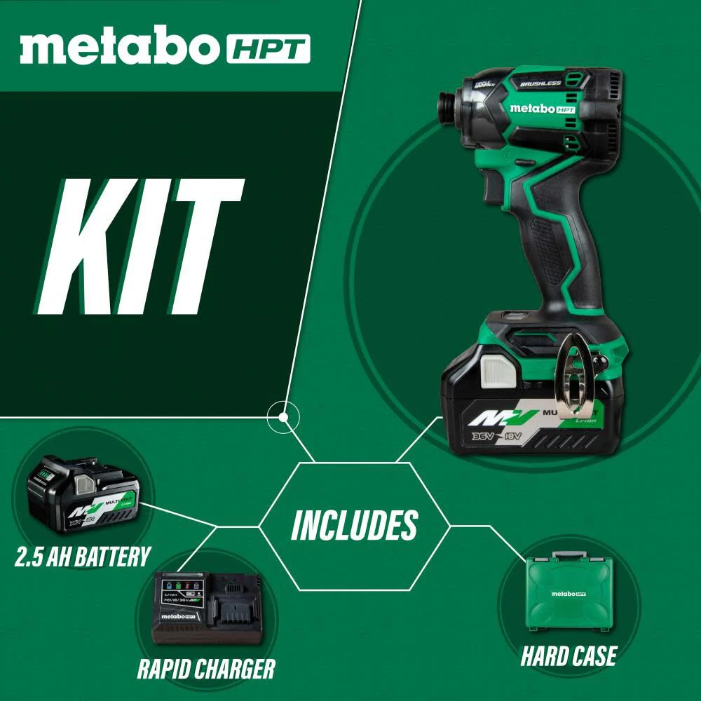 Metabo HPT 36V Multi-Volt Triple Hammer BOLT Impact Driver Cordless Kit - Image 8