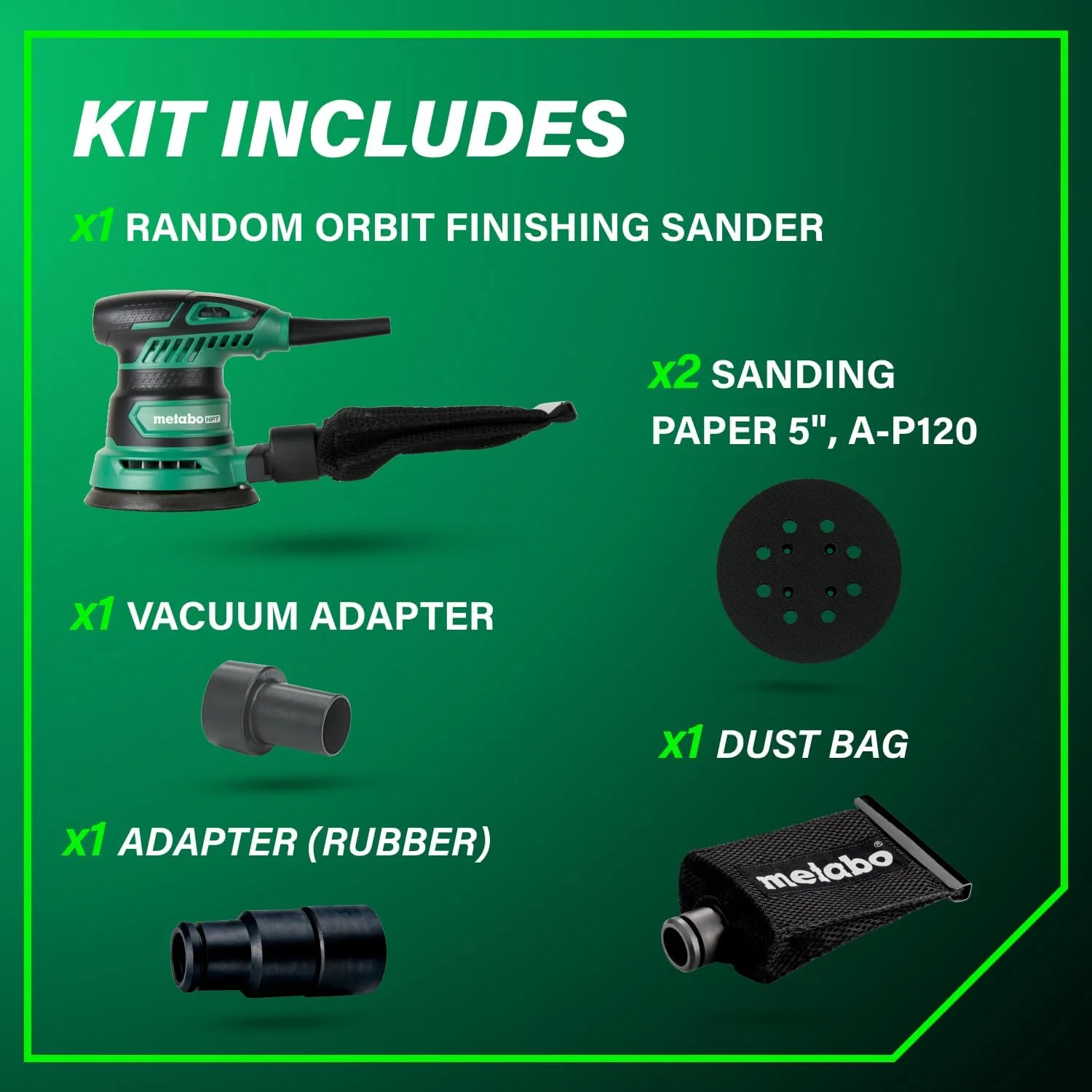 Metabo HPT 5-Inch Random Orbit Finishing Sander, Variable Speed, Palm-Style Comfort Grip, 230W 2.8 Amp Motor, 9,000-13,000 RPM, Dust Collection Hose Connector, Compact and Lightweight Design, SV13YST - Image 6
