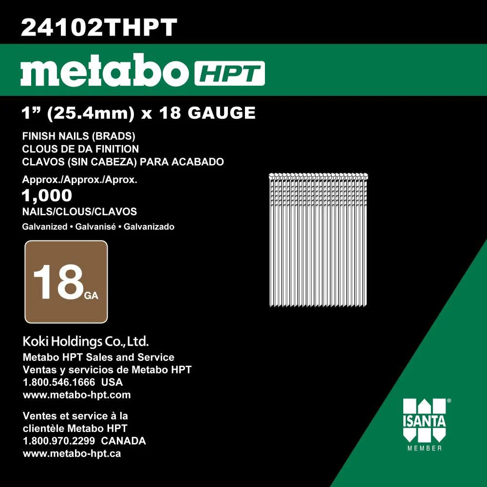 Metabo HPT Brad Nails | 1 In. x 18 Gauge | Electro Galvanized | 1,000 Count - Image 4