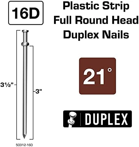 Metabo HPT Collated Duplex Nail | 3-1/2 Inch | 21 Degree | Plastic Strip | For Use with NR3675DD | 50312-16D - Image 3