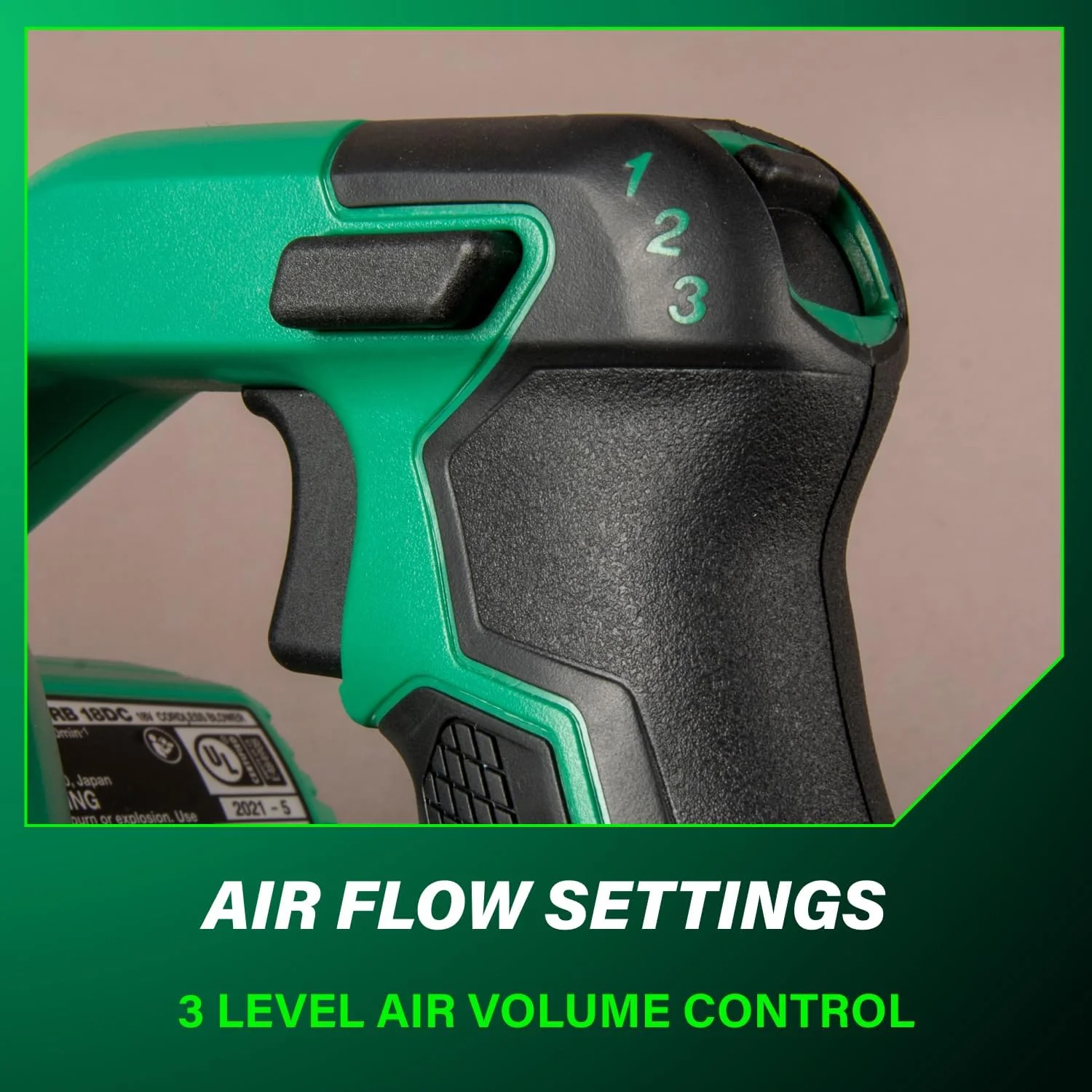 Metabo HPT RB18DCQ4 18V MultiVolt Cordless Compact Blower, Powerful 124 CFM Air Volume, Maximum Air Velocity 213 MPH, Lightweight Design, Variable Speed Trigger, Lock-On Switch, Tool Body Only - Image 10