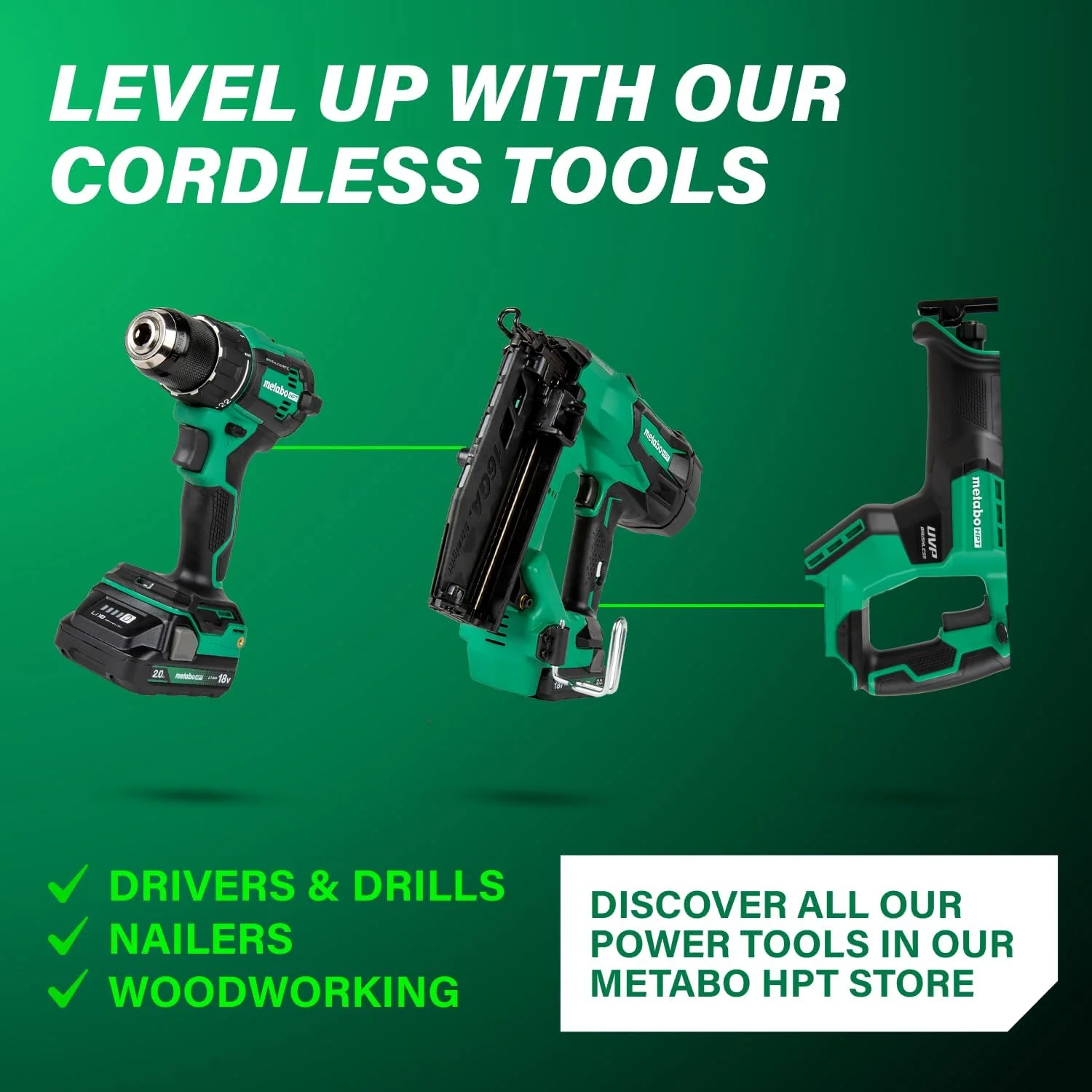 Metabo HPT 18V MultiVolt Cordless Compact Reciprocating Saw, Top Class Cutting Speed, 20% More Compact, 1-1/8" Stroke Length, 3,000 SPMs, Up to 125 Cuts Per Charge, Tool Body Only, CR18DMAQ4 - Image 10