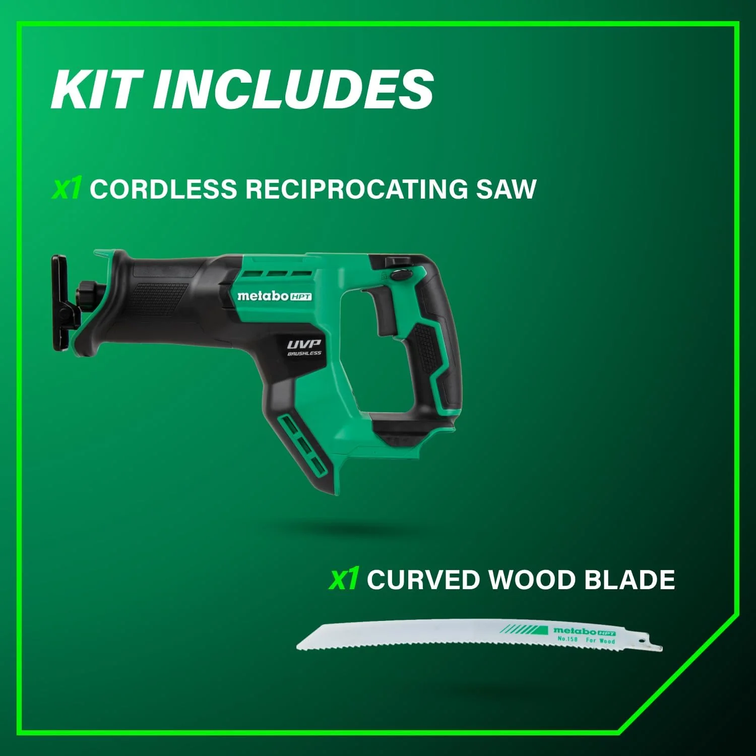 Metabo HPT 18V MultiVolt Cordless Compact Reciprocating Saw, Top Class Cutting Speed, 20% More Compact, 1-1/8" Stroke Length, 3,000 SPMs, Up to 125 Cuts Per Charge, Tool Body Only, CR18DMAQ4 - Image 6