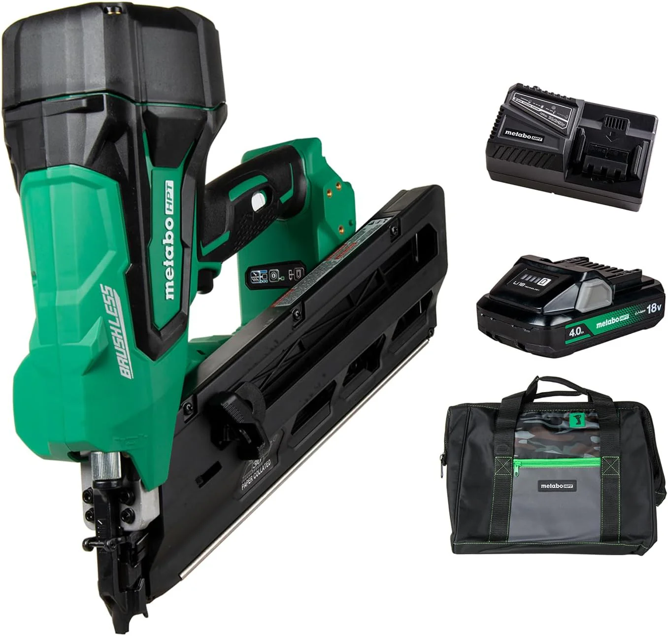 Metabo HPT Cordless 18V MultiVolt Framing Nailer Kit Accepts 2-Inch to 3-1/2-Inch Clipped & Offset Round Paper Nails 1-18V 4.0Ah Li-Ion Battery w/Fuel Gauge Lifetime Tool Warranty NR1890DCST - Image 2