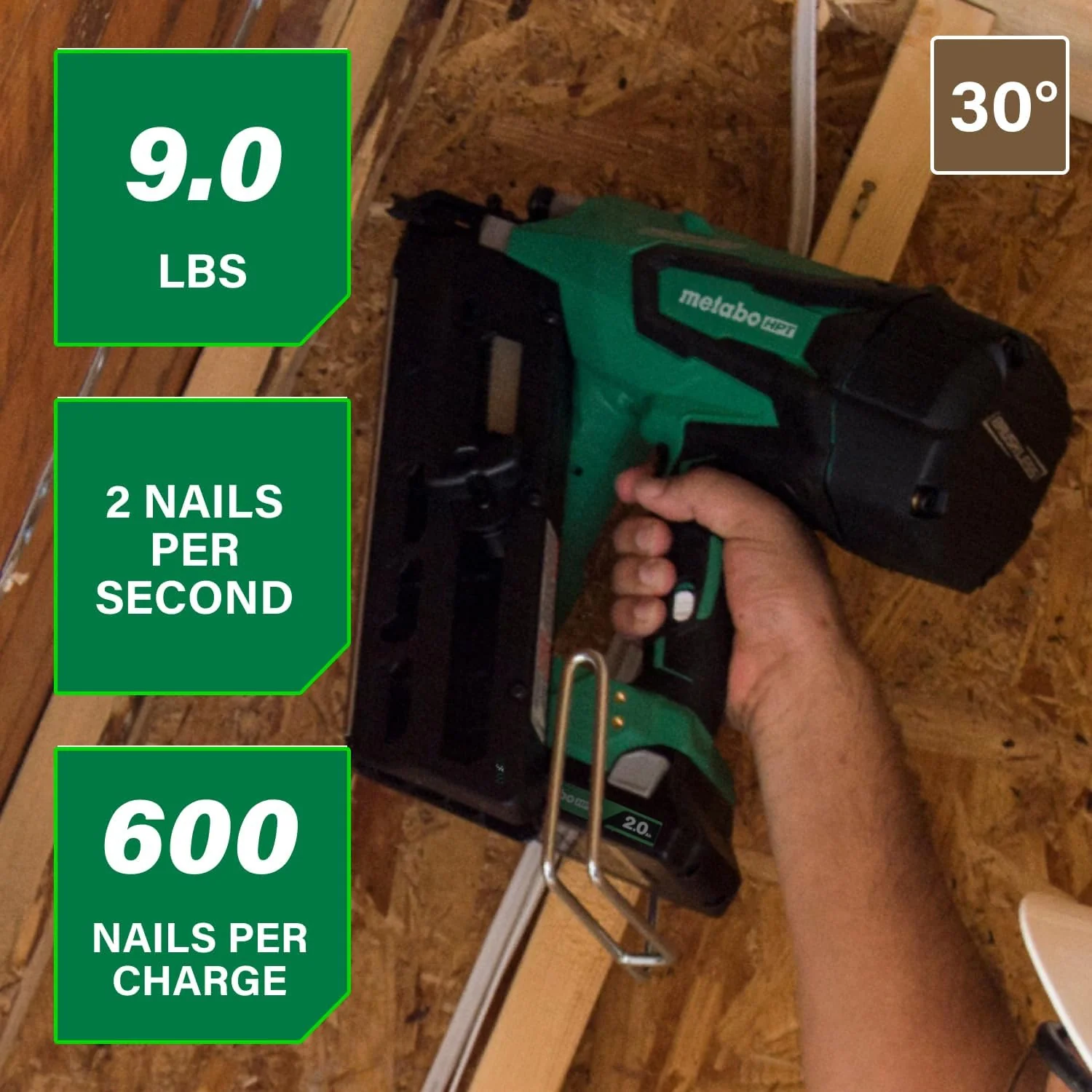 Metabo HPT Cordless 18V MultiVolt Framing Nailer Kit Accepts 2-Inch to 3-1/2-Inch Clipped & Offset Round Paper Nails 1-18V 4.0Ah Li-Ion Battery w/Fuel Gauge Lifetime Tool Warranty NR1890DCST - Image 3