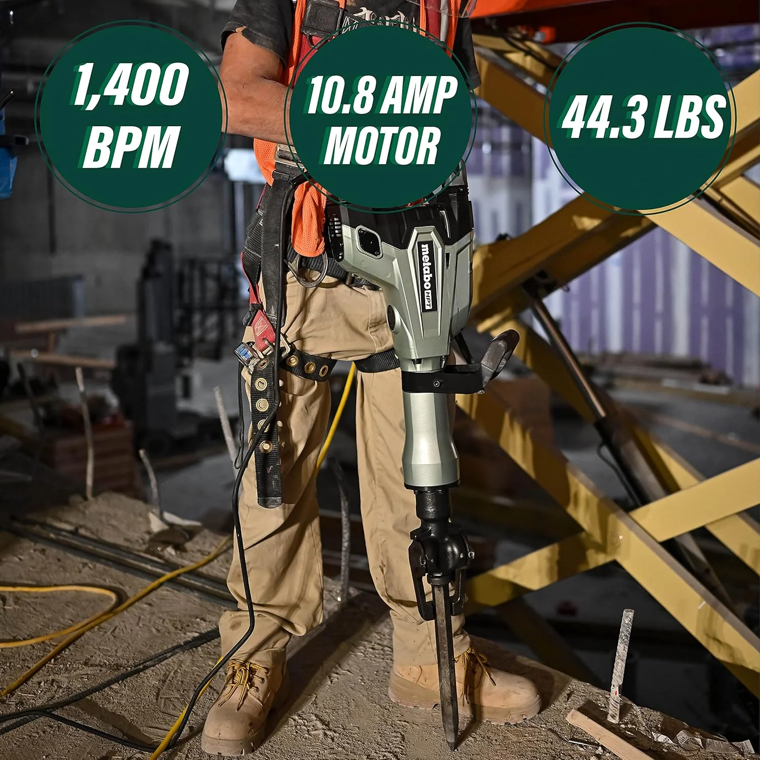 Metabo HPT Demolition Hammer | 1-1/8 In. Hex | Aluminum Housing Body | H65SD3 - Image 2