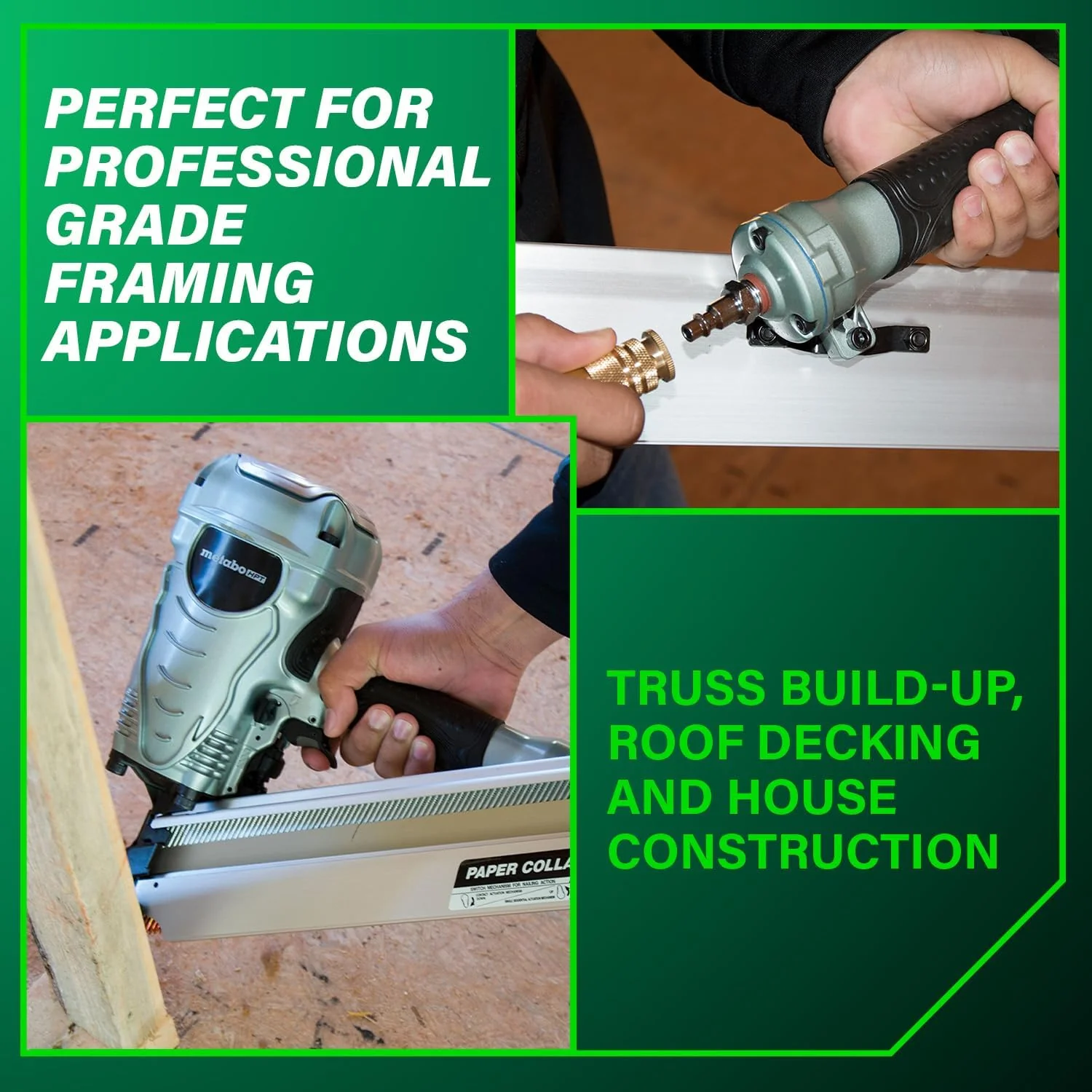 Metabo HPT (NR90ADS1M) Framing Nailer, Pro-Preferred Framing Tool For Flooring, Truss Build-Up, Roof Decking, and Housing Construction, Quick Switch Nailing, 3-1/2" 30° Paper Collated Nails - Image 3